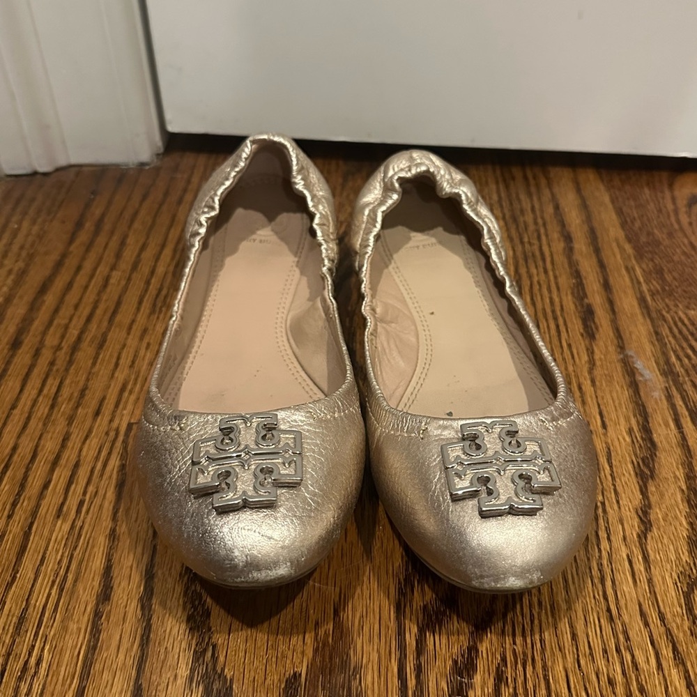Tory Burch Metallic Leather Flats